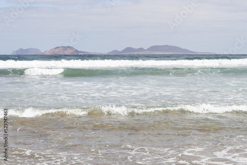Photography Famara Beach, surfing beach in Lanzarote, Canary Islands, Spain