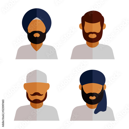 People indian icon set illustration