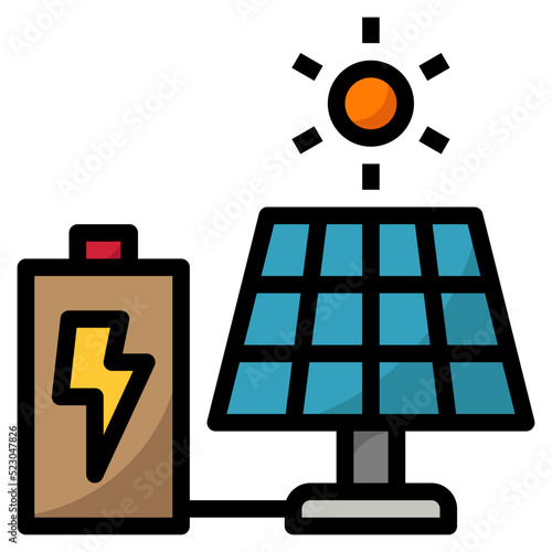 Solar energy cell power ecology - filled outline icon