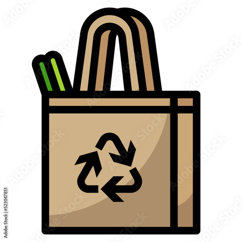 Bag reusable recycle shopping ecology - filled outline icon