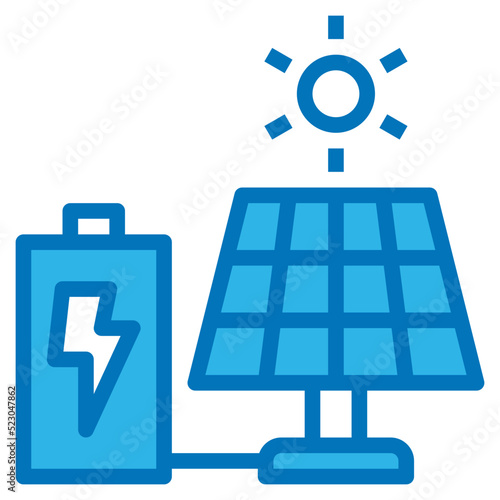 Solar energy cell power ecology - blue icon