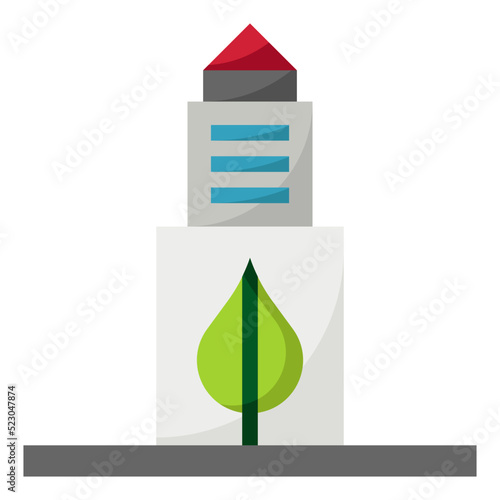 Building ecological green clean ecology - flat icon