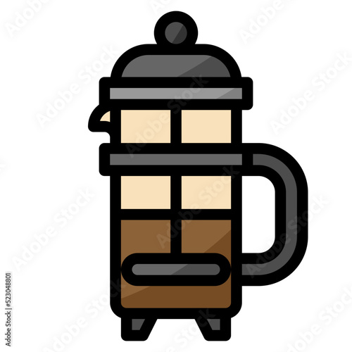 French press coffee cafe restaurant - filled outline icon