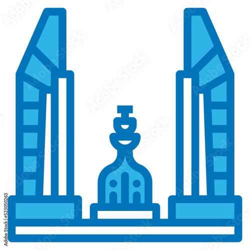 Democracy monument thailand landmark bangkok - blue icon