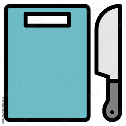 Cutting board knife cooking prepare kitchen - filled outline icon