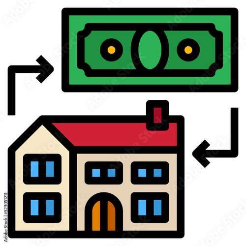 Refinancing mortgage real estate investment - filled outline icon