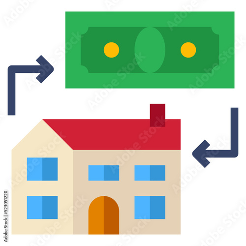 Refinancing mortgage real estate investment - flat icon