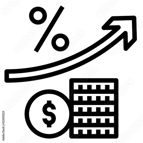 Interest rate profit passive income - outline icon