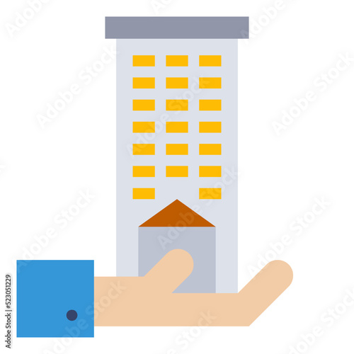 Rental income building investment hold - flat icon