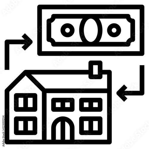 Refinancing mortgage real estate investment - outline icon