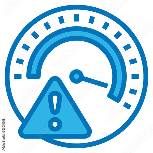 Risk measure guage warning alert - blue icon