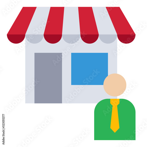 Business owner investment mart shop - flat icon