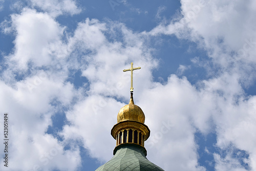 Cross on the bell tower of St. Sophia Cathedral in Kyiv.
