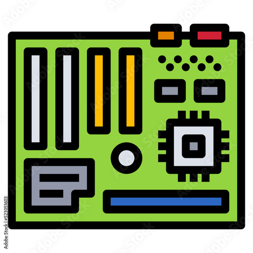 Mainboard cpu slots computer accessory - filled outline icon