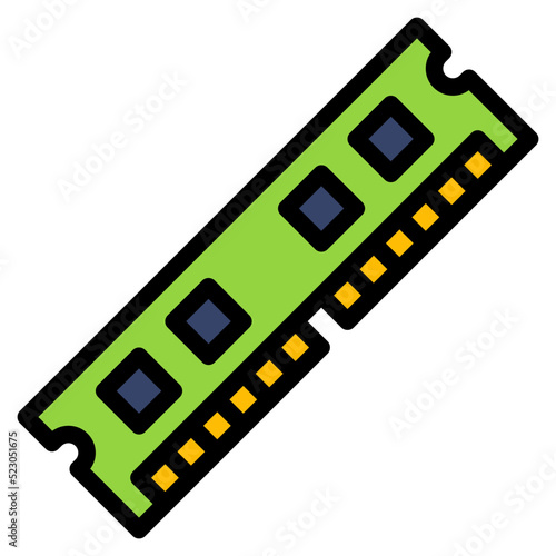 Ram chip card computer accessory - filled outline icon