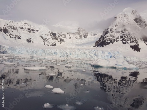 snow covered icebergs in Antarctica 