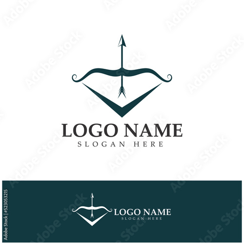  crossbow logo with archery concept modern icon illustration design vector template