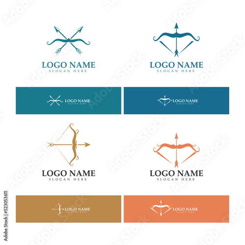 Fototapete crossbow logo with archery concept modern icon illustration design vector templ
