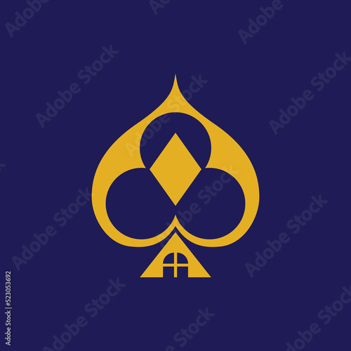 Poker Club House Hearts Diamonds Spades Clubs rummy Bet Casino Logo photo