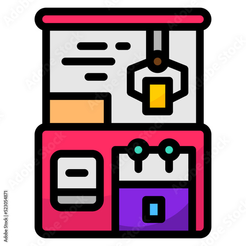 Claw,machine,game,arcade,entertainment - filled outline icon