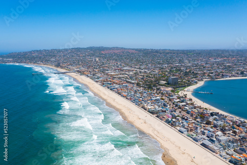 Aerial of Mission Beach in San Diego, CA
