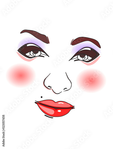 WOMAN FACE SEXI  FACE FOR MAKEUP VIOLET SHADED EYES  FULLY LIPS
