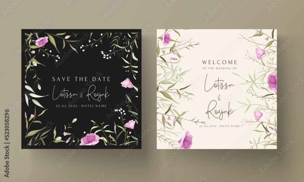 elegant wildflower wedding invitation card template
