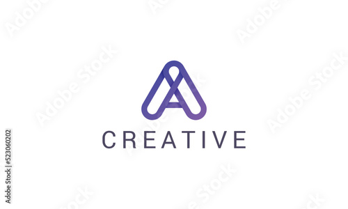 Letter A aesthetic pink colour modern business logo 