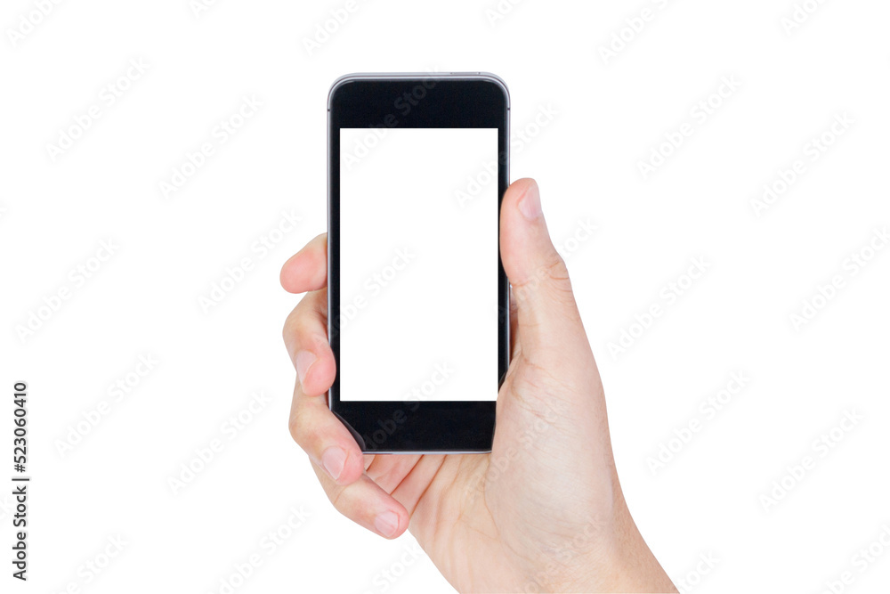Hand holding mobile smartphone with blank screen Hand holding mobile smartphone with blank screen