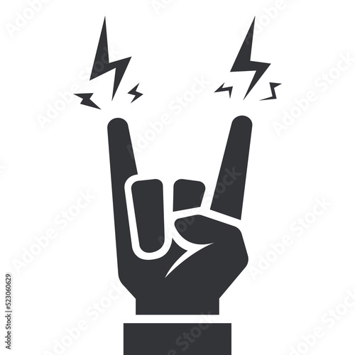 black icon hand gesture at rock concert. flat vector illustration.