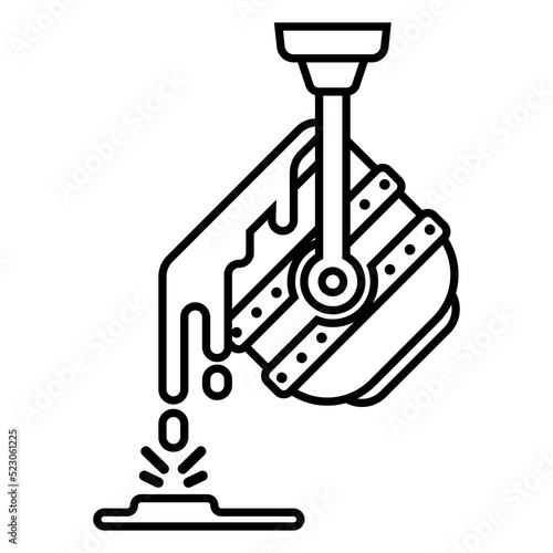 molten metal linear icon. iron smelting plant. flat vector illustration.