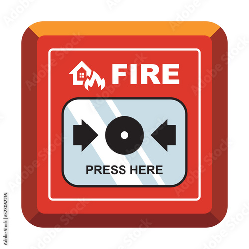 red fire fighting device with a button to call firefighters. flat vector illustration.