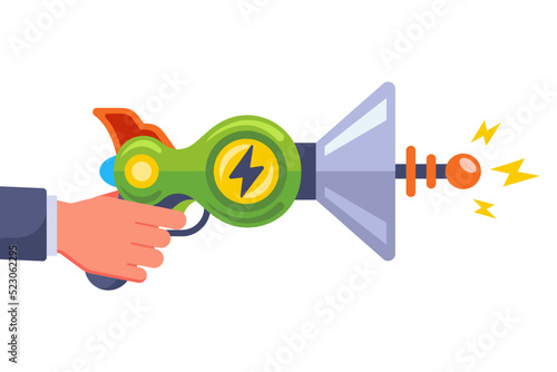 green alien gun. children toy. flat vector illustration.