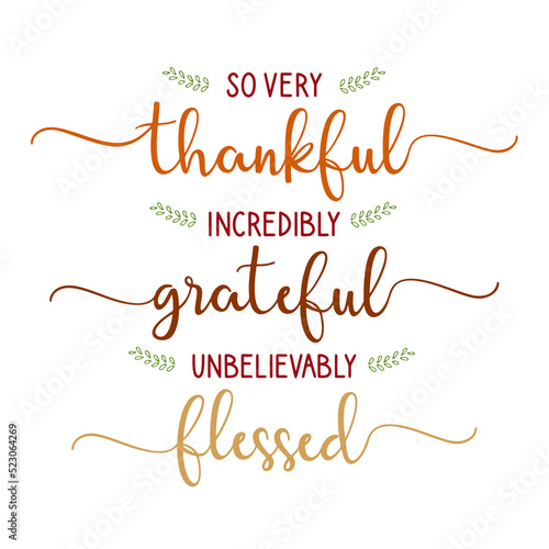 Obraz na płótnie Thankful, grateful, blessed quotes. So very thankful, incredibly Grateful, unbelivebly Blessed. w salonie