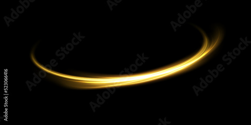 Abstract light lines of motion and speed in golden color. Light everyday glowing effect. semicircular wave, light trail curve swirl, car headlights, incandescent optical fiber png.