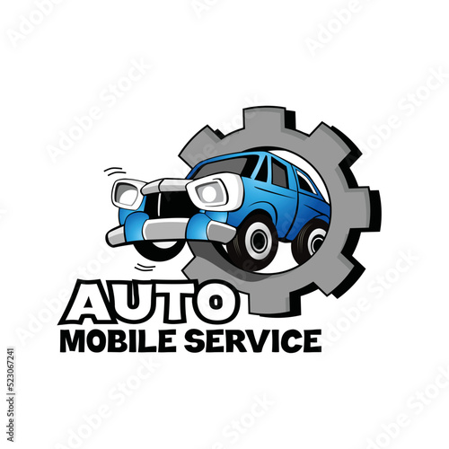 Auto service mobile-cartoon illustration for logo branding