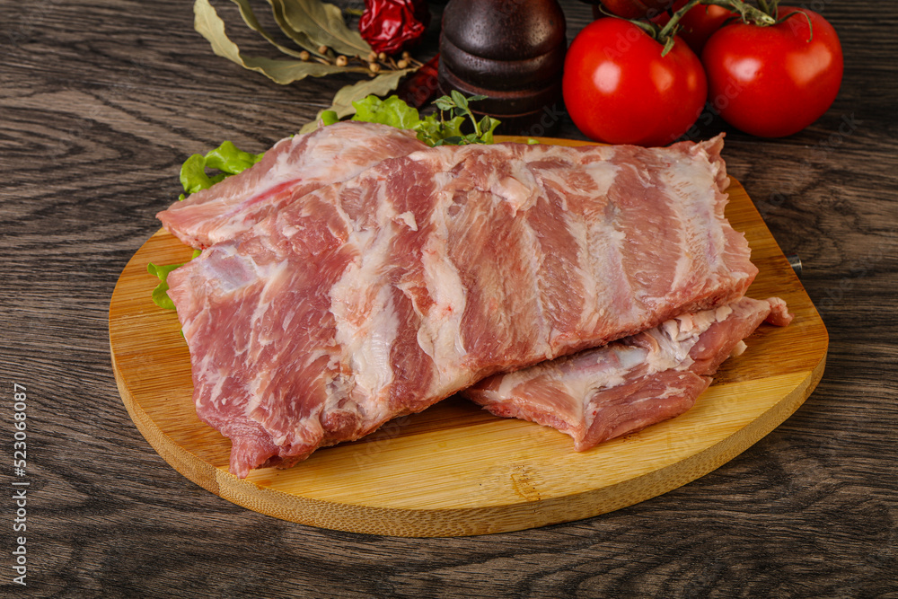 Raw pork ribs for cooking