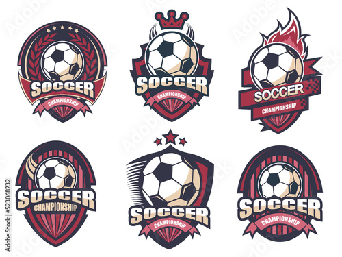 Illustration of modern soccer logo set
