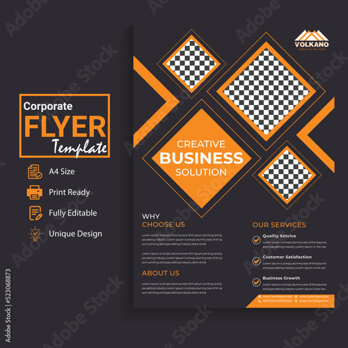 Brand Identity Stationery Design. Modern style company flyer design template in yellow. This is a creative business flyer in modern used for corporate event conference infographic workshop promotion 