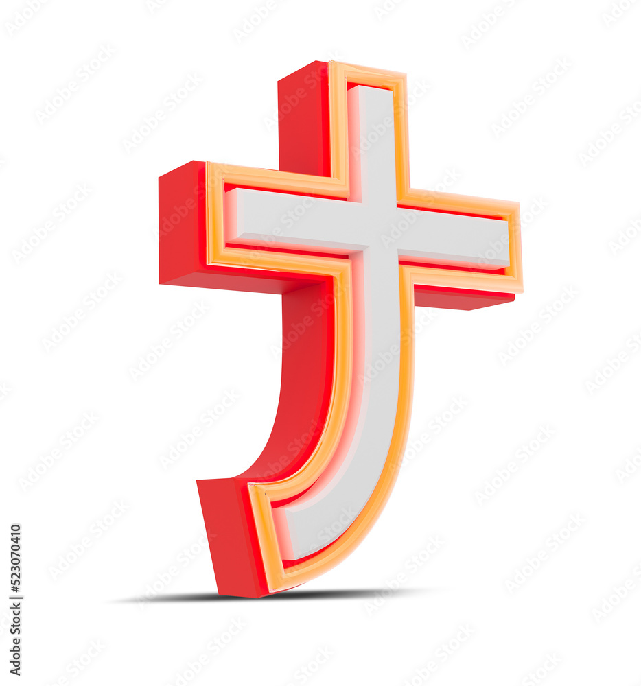Red 3D alphabet japan style with orange neon light, 3d rendering. Red 3D alphabet japan style with orange neon light, 3d rendering.