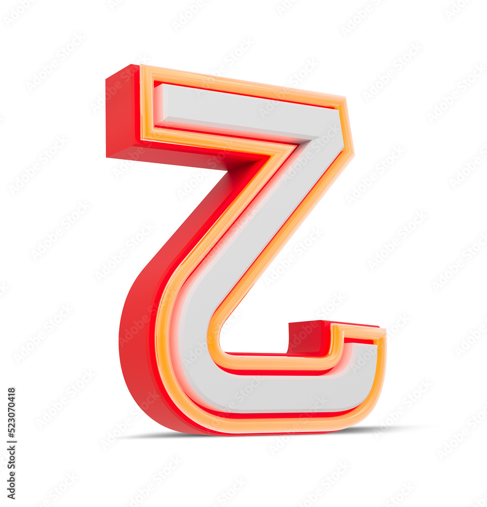 Red 3D alphabet japan style with orange neon light, 3d rendering. Red 3D alphabet japan style with orange neon light, 3d rendering.