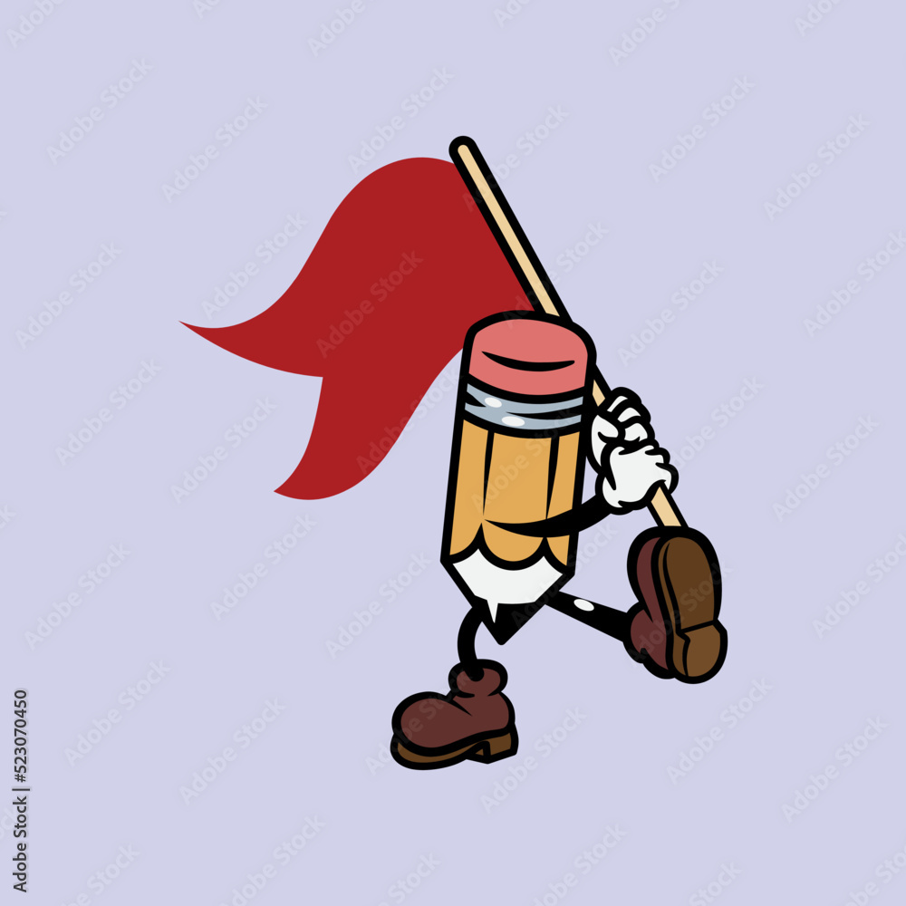 vector illustration of pencil cartoon character to declare back to