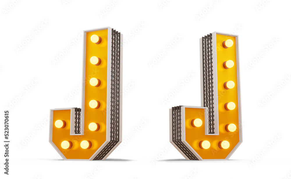 Broadway style light bulb alphabet, 3d rendering Broadway style light bulb alphabet, 3d rendering
