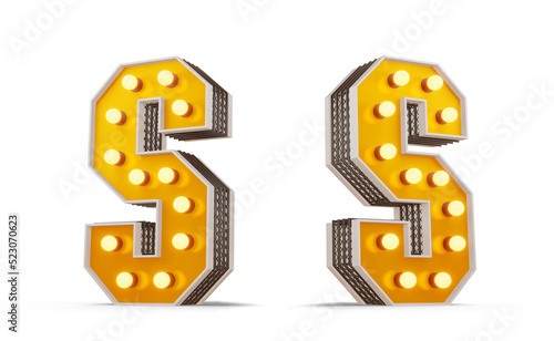 Photography Broadway style light bulb alphabet, 3d rendering