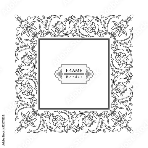 Frame mandala persian arabic turkish islamic hindi indian tibetan traditional colorful vector pattern texture vintage ornate retro elegant ornamental borders frames floral ornaments tazhib 03-v1-t1