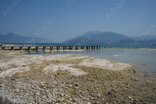lake Garda with to less water due to draught and dryness in the summer