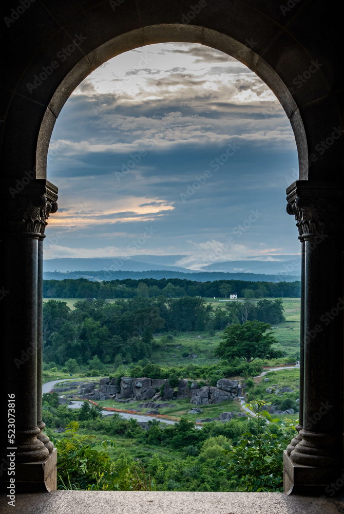 Watching the Storm from the Castle, Little Round Top, Gettysburg, Pennsylvania, USA