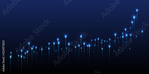 Upward vertical line rays fiber optics vector.