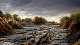 Drought causes a river to dry up