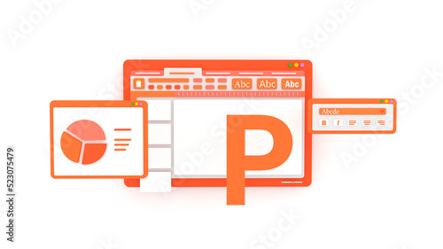interfaz de programa de computadora para hacer presentaciones diapositivas naranja 